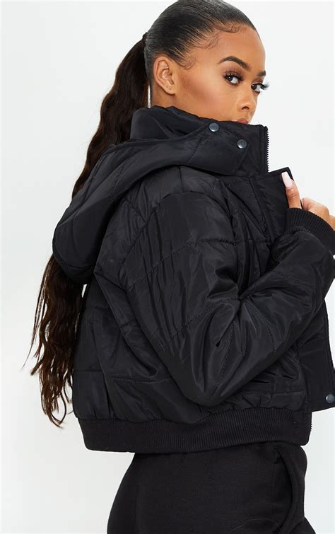 cropped zipper puffer jacket